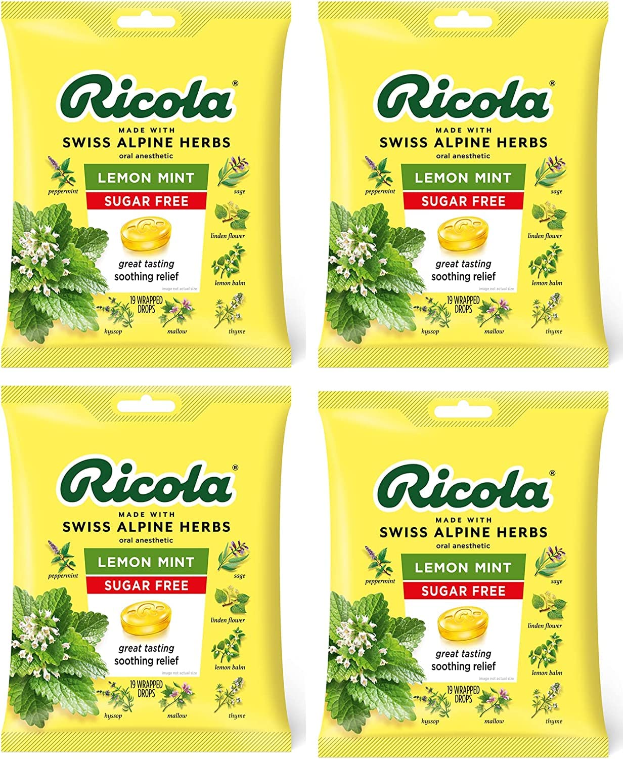 Ricola sin azúcar: pastillas limón-menta para alivio suave y refrescante de garganta.
