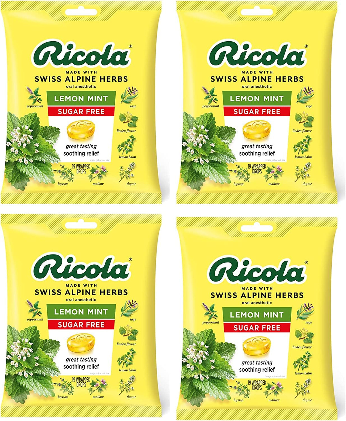 Ricola sin azúcar: pastillas limón-menta para alivio suave y refrescante de garganta.