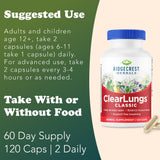 Etiqueta de ClearLungs Classic mostrando ingredientes destacados para la respiración