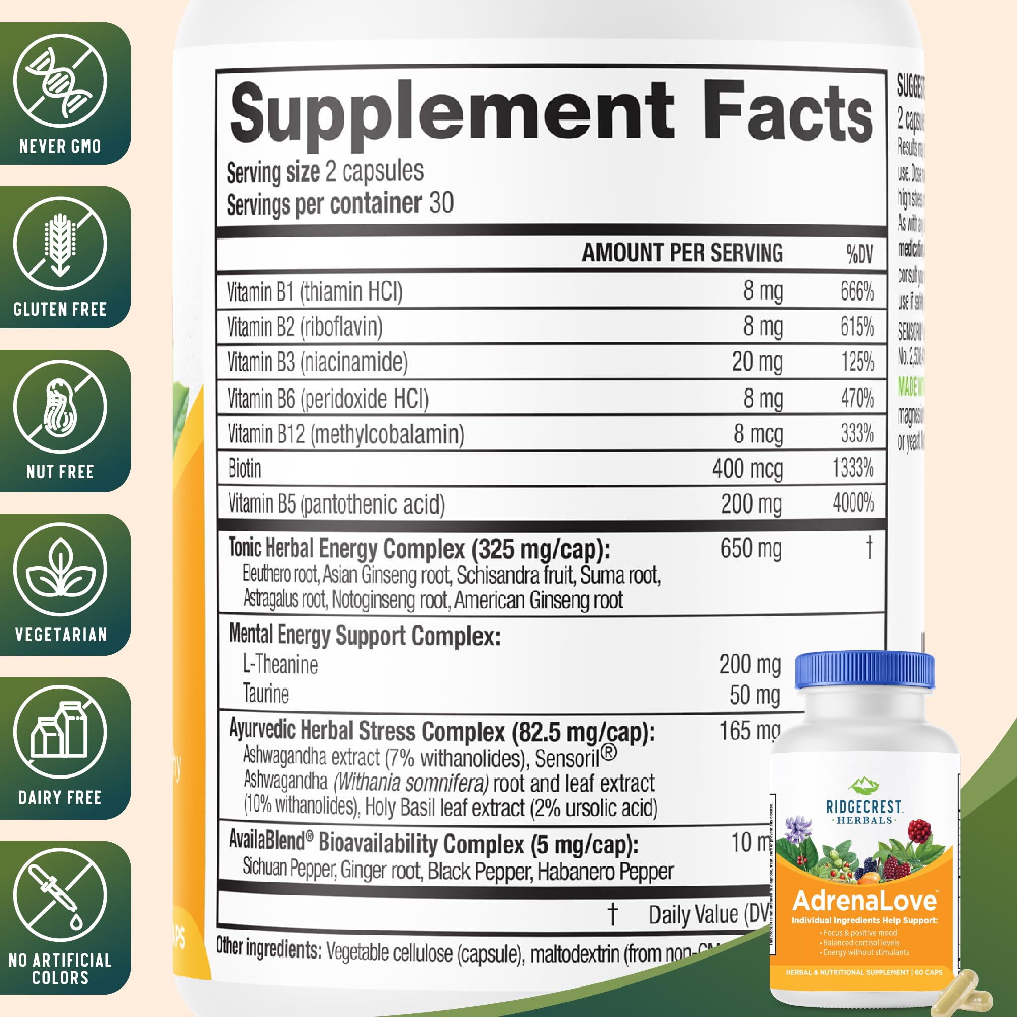 RidgeCrest AdrenaLove: empaque y caja para confianza en calidad y pureza