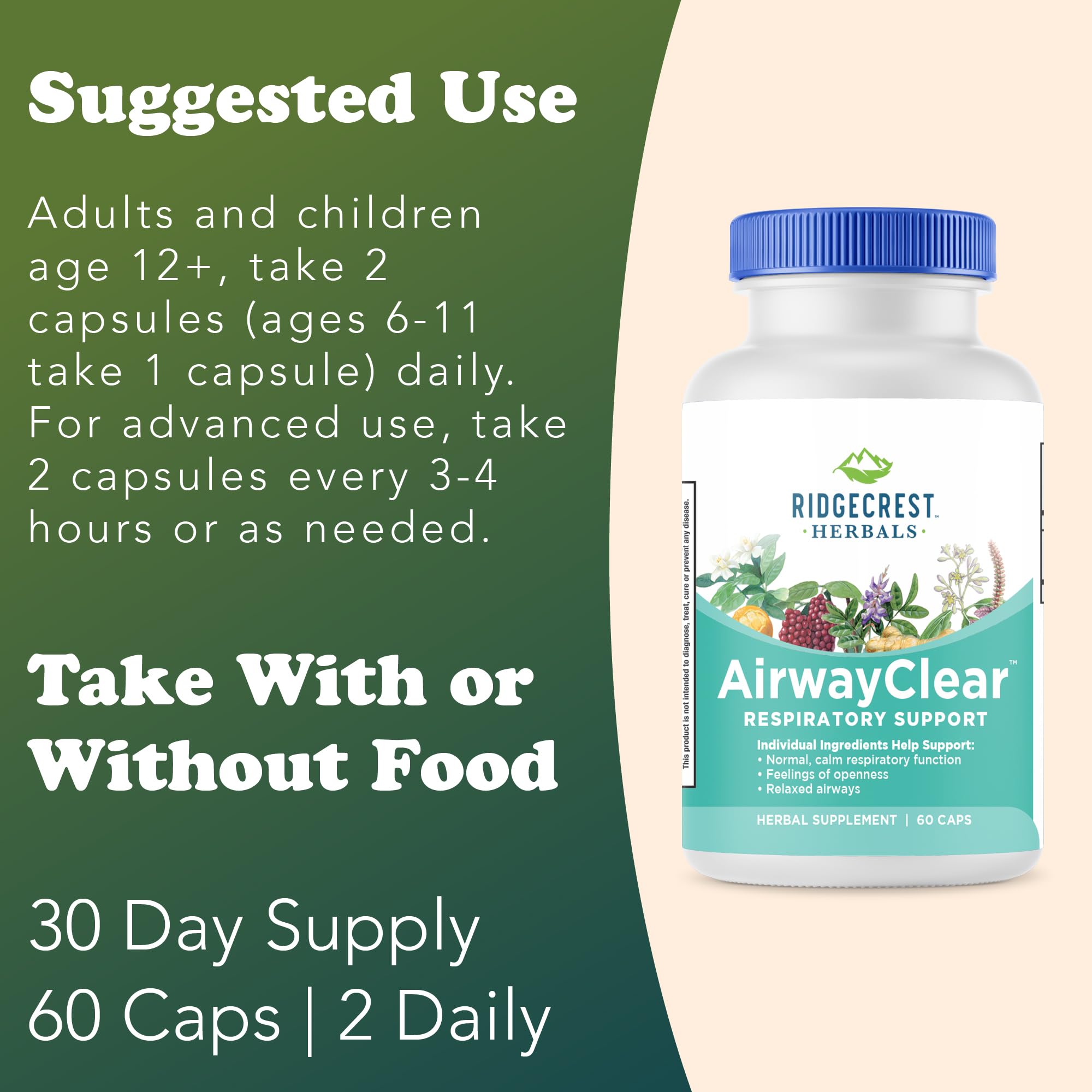 RidgeCrest AirwayClear: envase libre de gluten, práctico para el día a día.