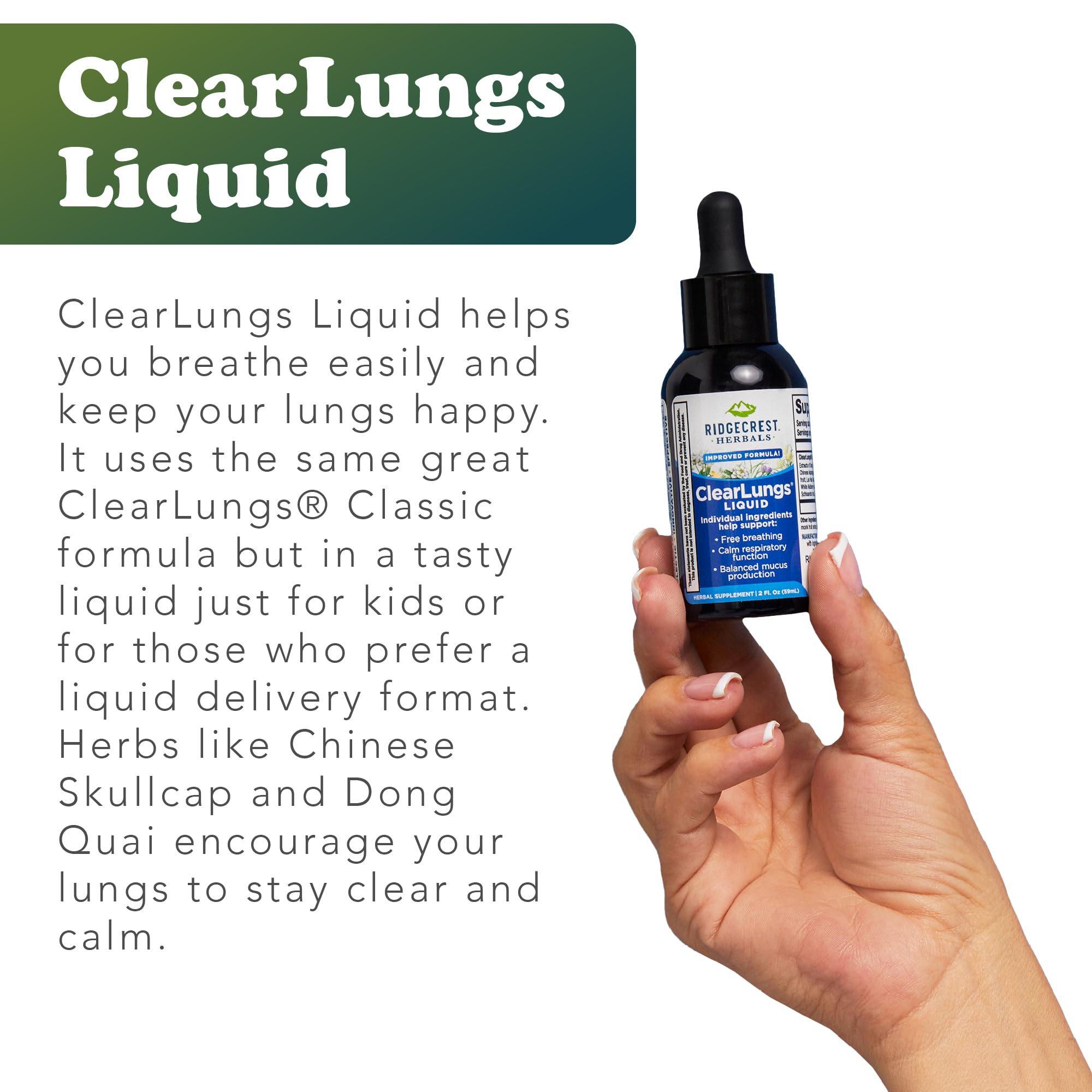RidgeCrest ClearLungs, fórmula natural para bronquios y mucosidad.