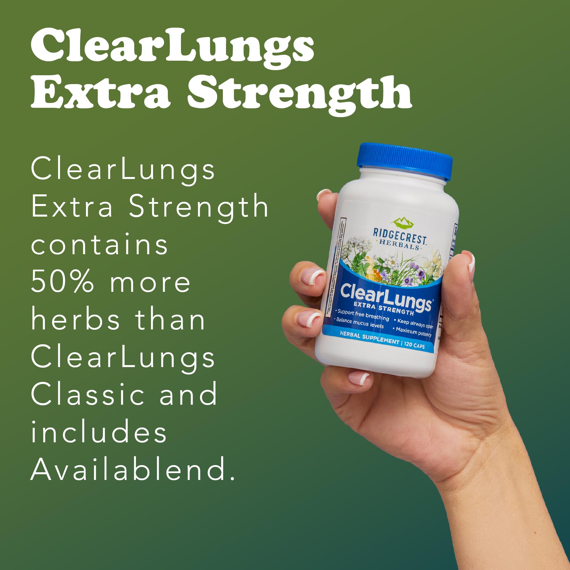 Ingredientes clave de RidgeCrest ClearLungs Extra Strength en lista visual