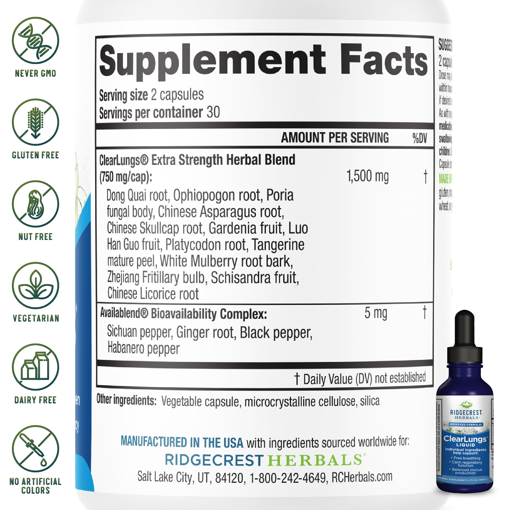 RidgeCrest ClearLungs para adultos y niños, apoyo respiratorio suave.