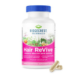 RidgeCrest Hair ReVive: botella de cápsulas para apoyar cabello saludable y nutrido.