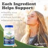 RidgeCrest Herbals SinusClear ingredientes clave para la salud nasal durante todo el año.