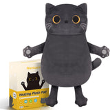 Almohadilla Rienkaco gatito gris para calor suave y cómodo.