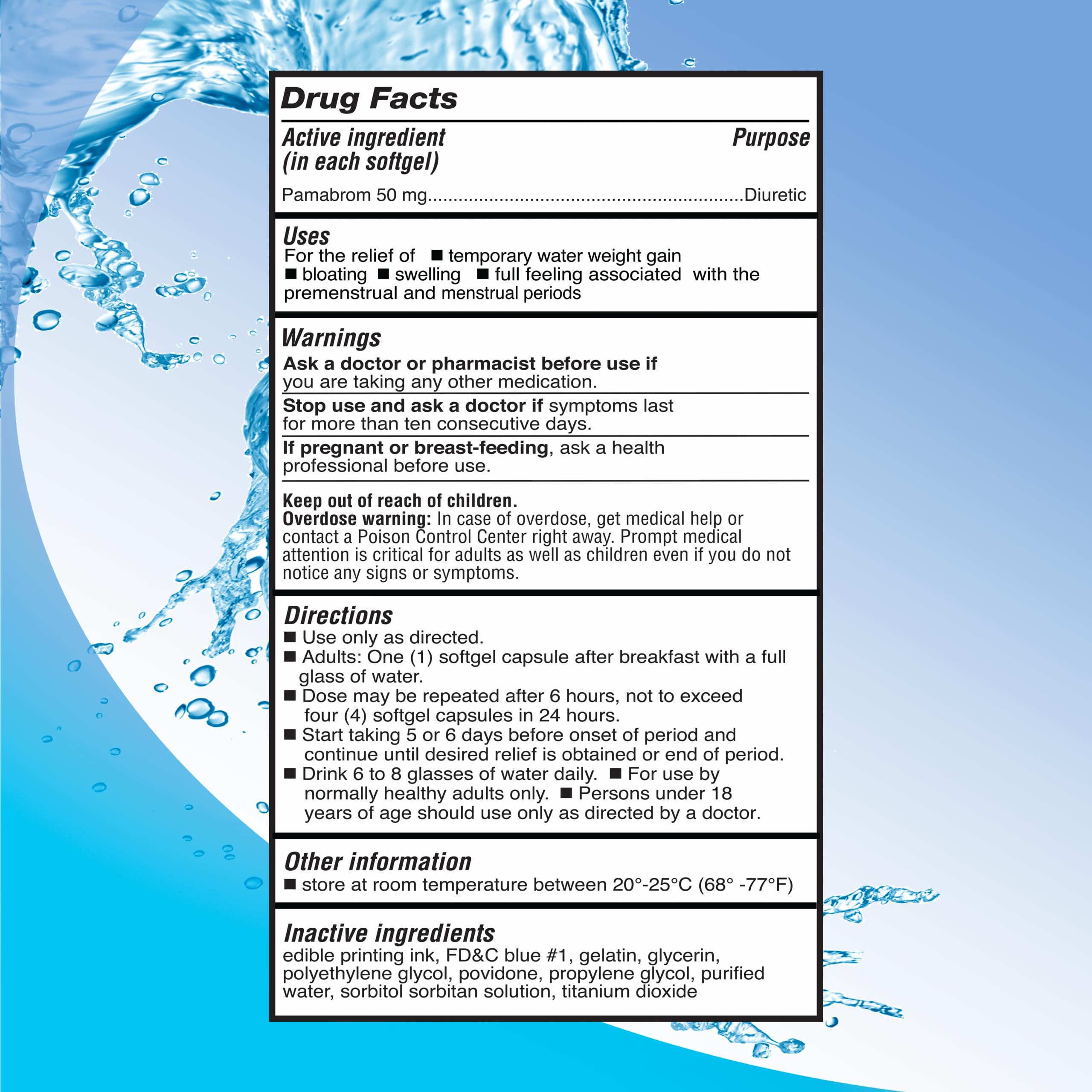 RIGHT REMEDIES pamabrom 50 mg, ingrediente activo para apoyar la retención de líquidos.
