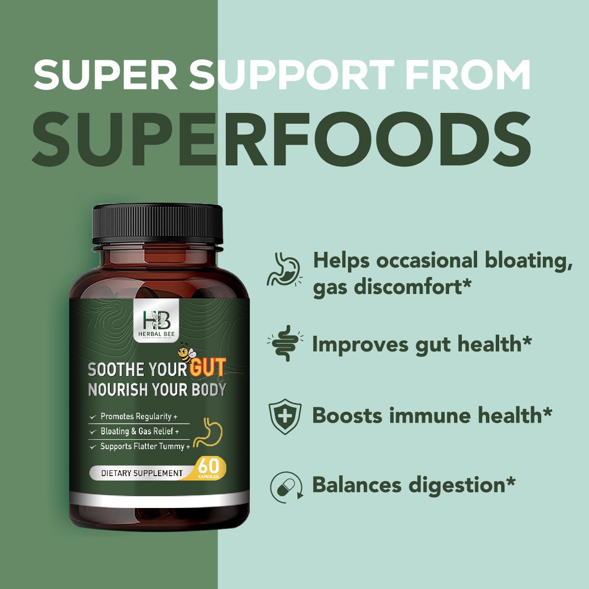 Rigma Herbal BEE: tomando una cápsula con comida para apoyo digestivo.
