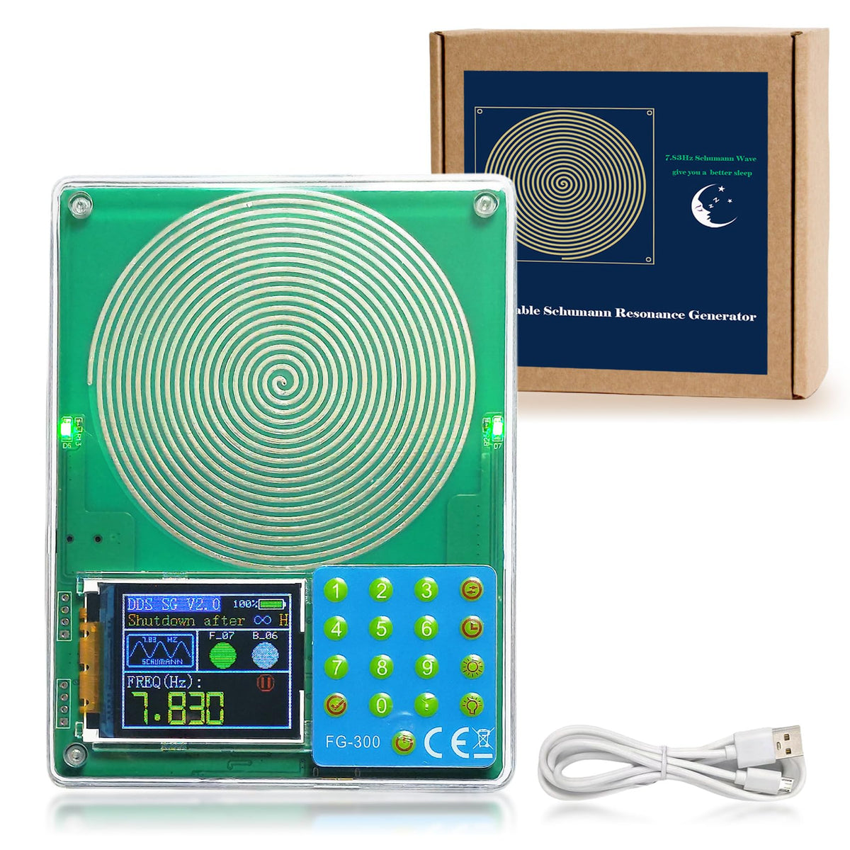 rihveo generador de frecuencia 7.83hz con caja acrílica para calma diaria