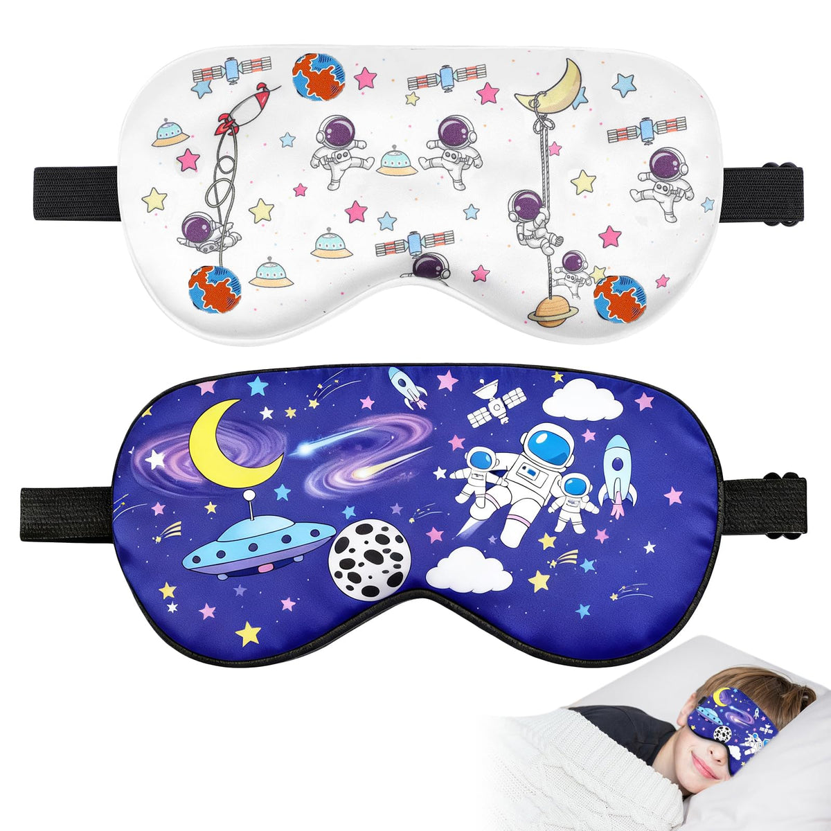Riixazo antifaz para niños con diseño astronauta, cómodo para dormir.