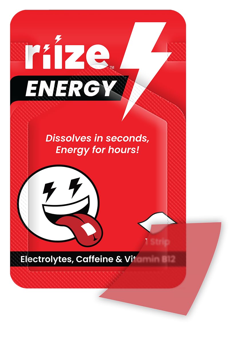 Riize Energy Strips con 50 mg de cafeína para mantenerte alerta.