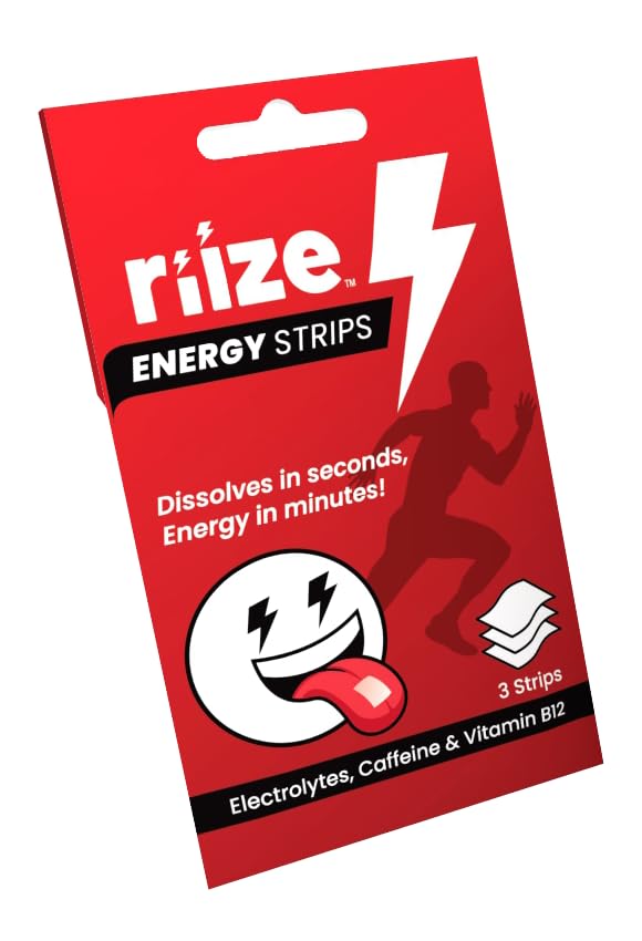 Riize Energy Strips: disolución rápida bajo la lengua para energía inmediata.