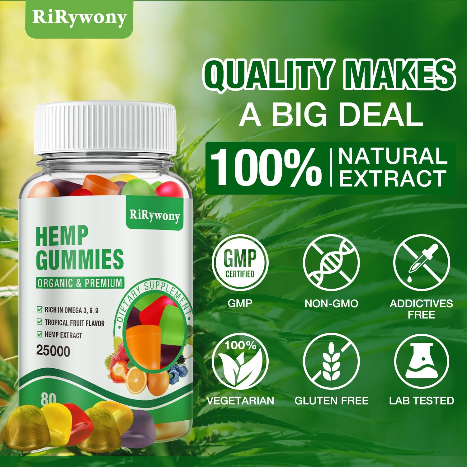 RiRywony Health gomitas de cáñamo sabor fruta natural