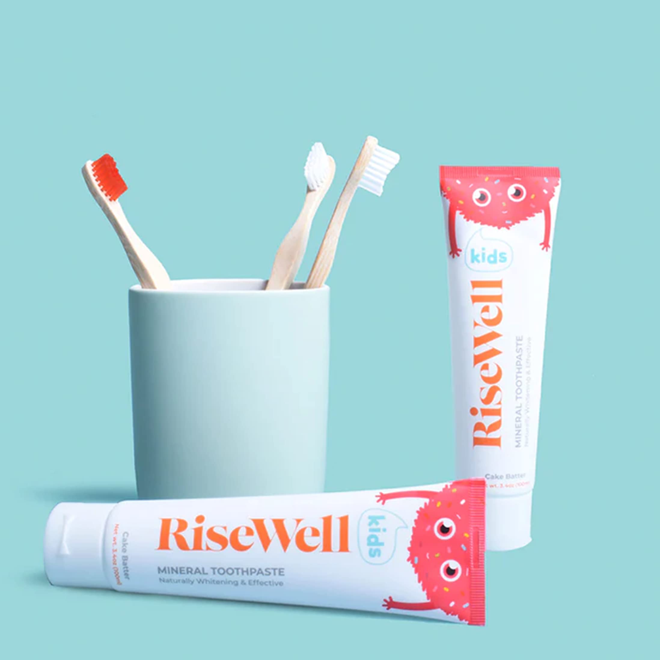 RiseWell Kids pasta de dientes, textura suave para cepillado diario seguro