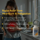 Rising Bicarbonato de sodio 650 mg: antácido práctico para malestar estomacal.