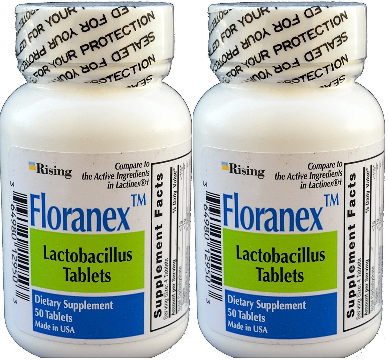 Rising Floranex, botella de 50 tabletas, soporte para salud intestinal cotidiana