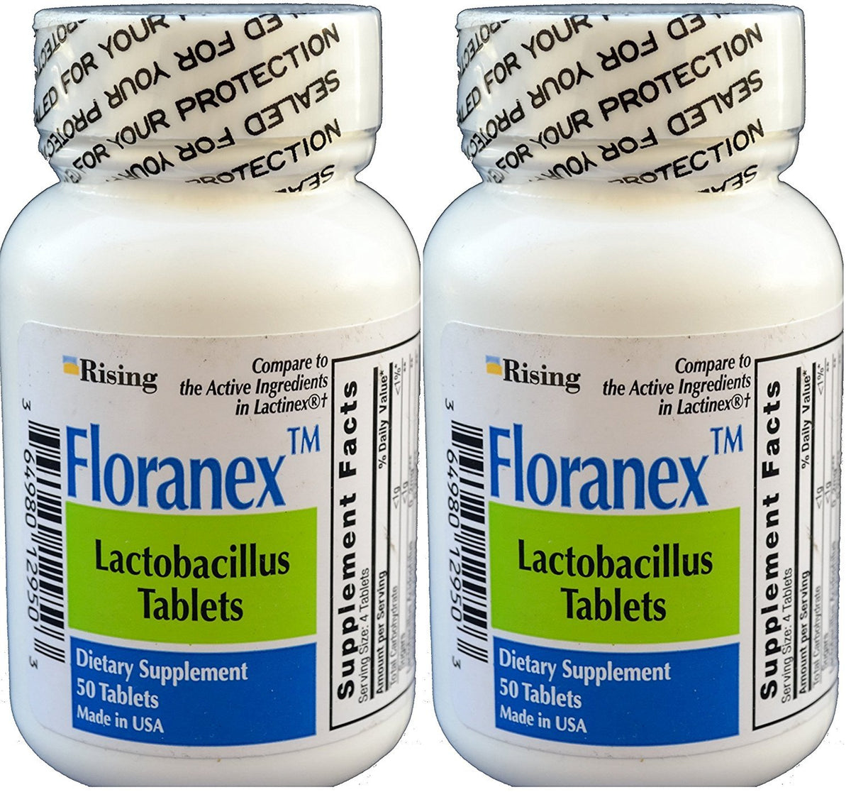 Rising Floranex, botella de 50 tabletas, soporte para salud intestinal cotidiana