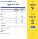 Etiqueta de Ritual Prenatal con claridad de ingredientes y nutrientes clave.