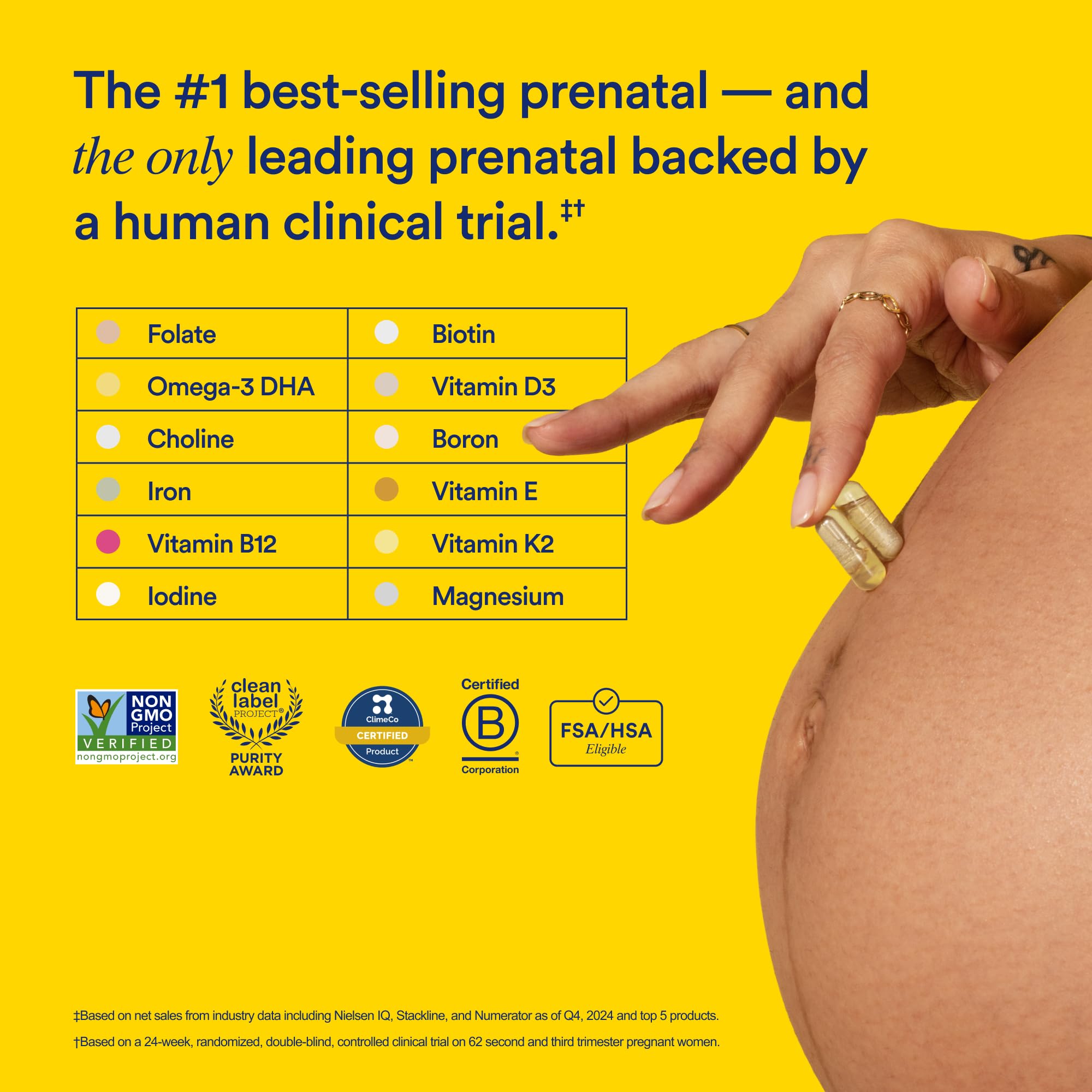 Tabletas de Ritual Prenatal, fáciles de tragar y aptas para veganos.
