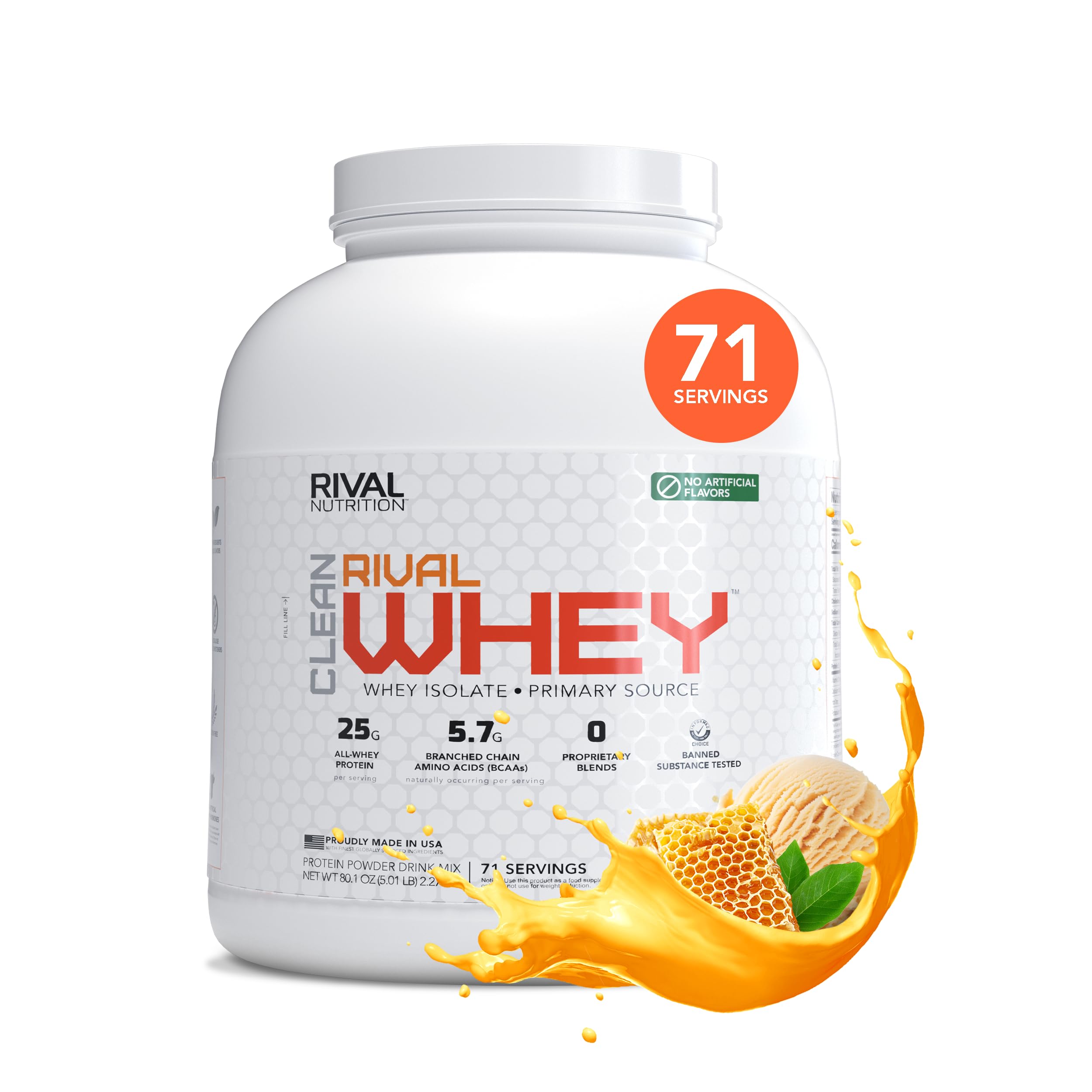 Rival Nutrition Clean Rival Whey en lata 5 lb para recuperación muscular