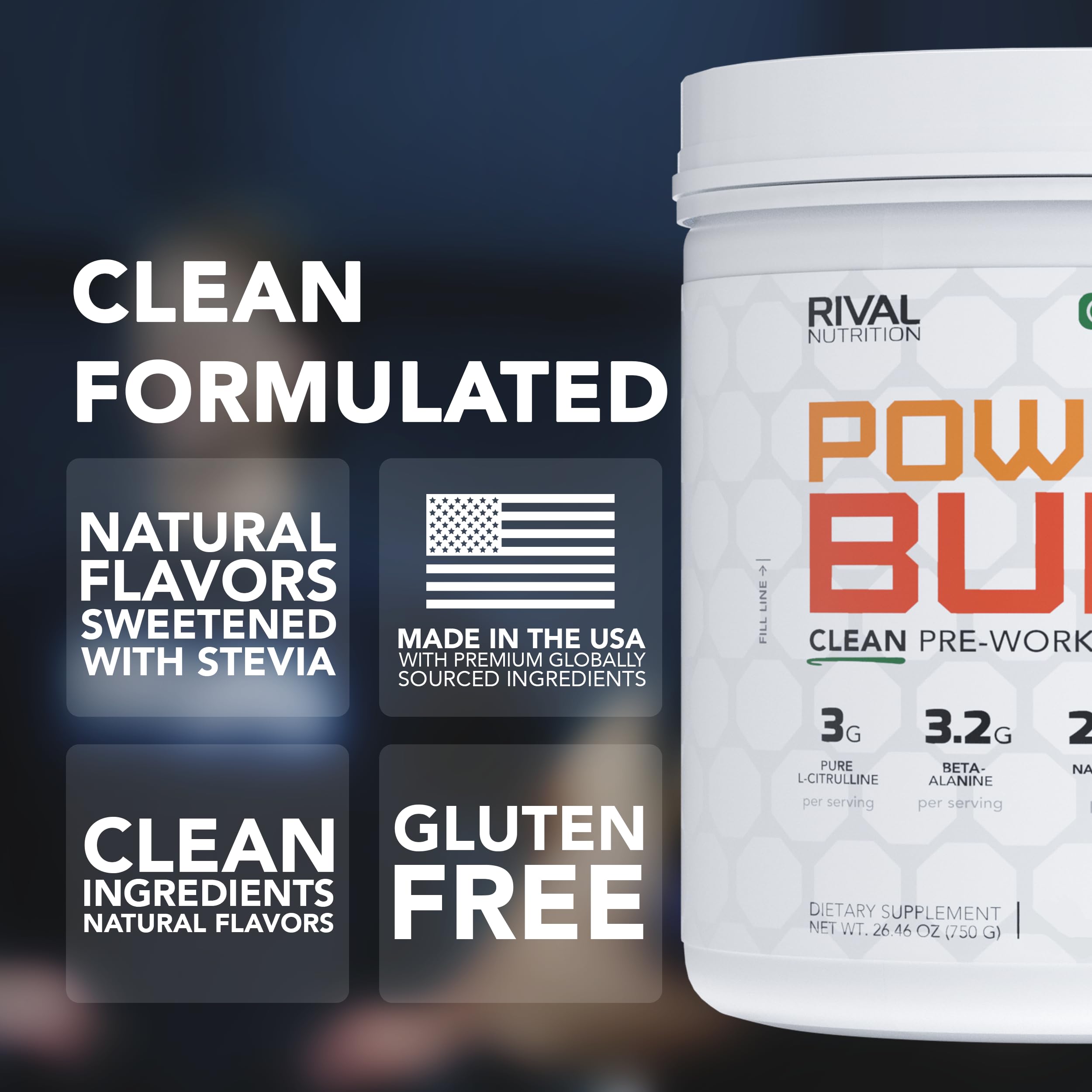 Envase de Rival Nutrition Powder Burn con 60 porciones.