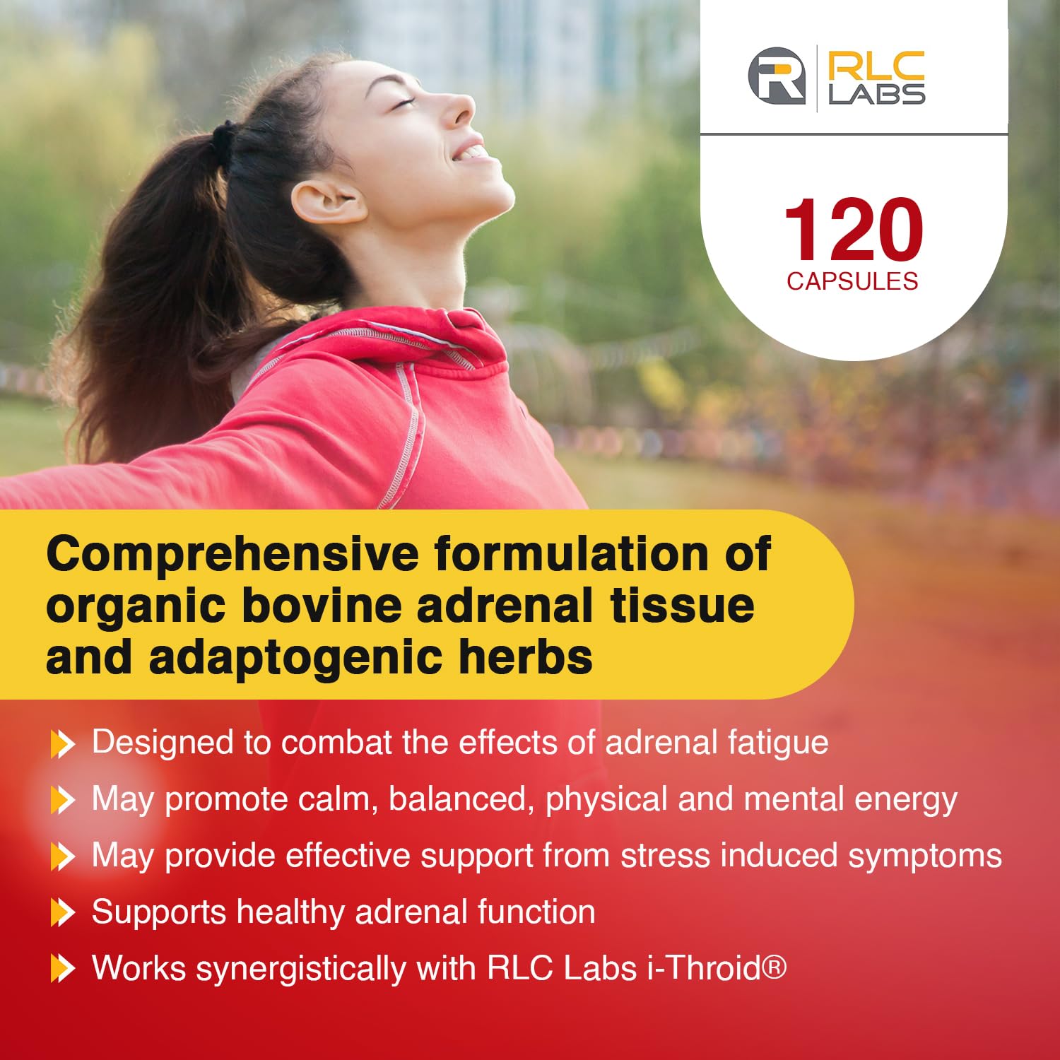 RLC Labs a-Drenal, etiqueta de ingredientes clave y calidad de la fórmula.