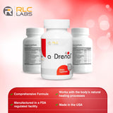 RLC Labs a-Drenal: caja y frasco preparados para el día a día.