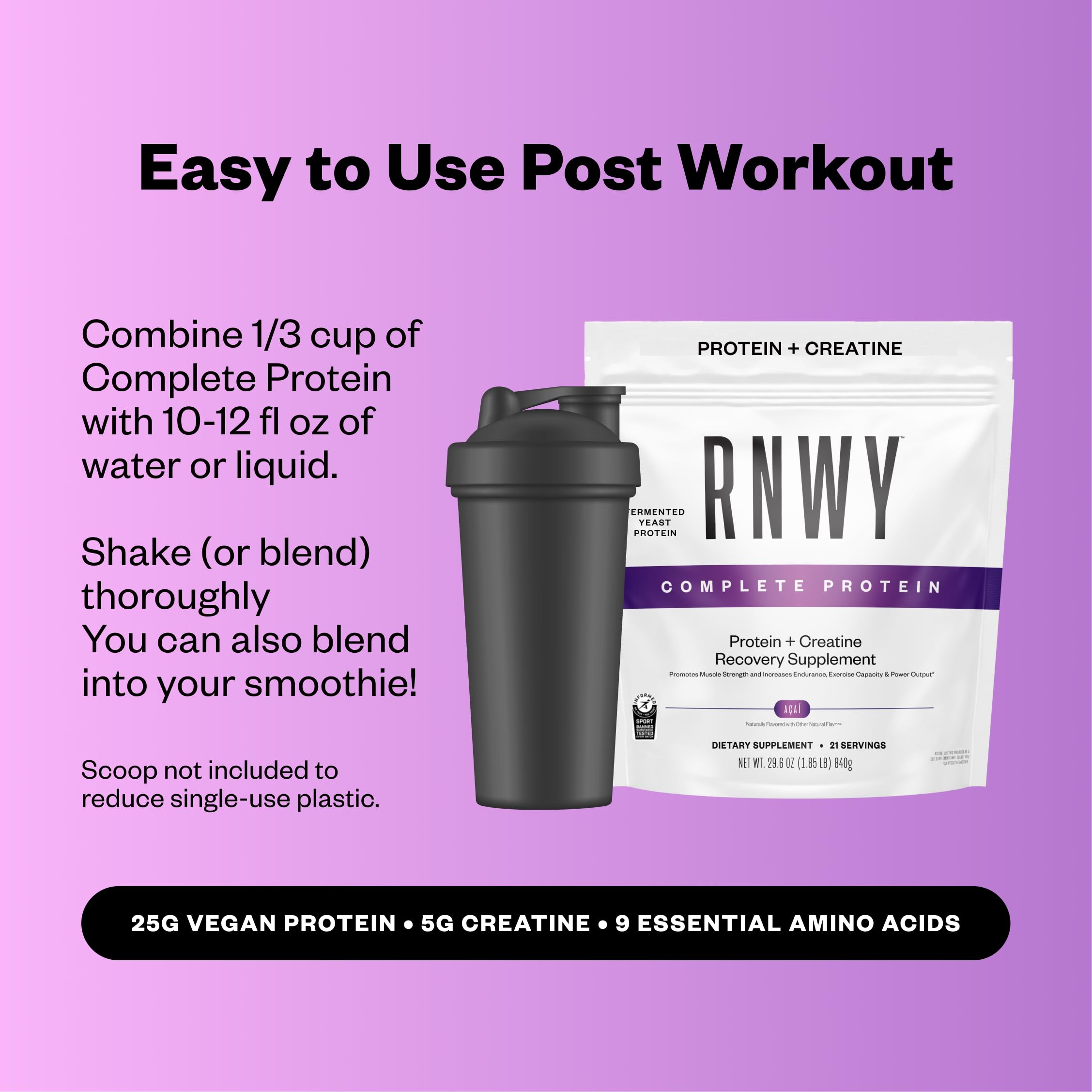 Uso diario de RNWY Complete Protein para resistencia y rendimiento