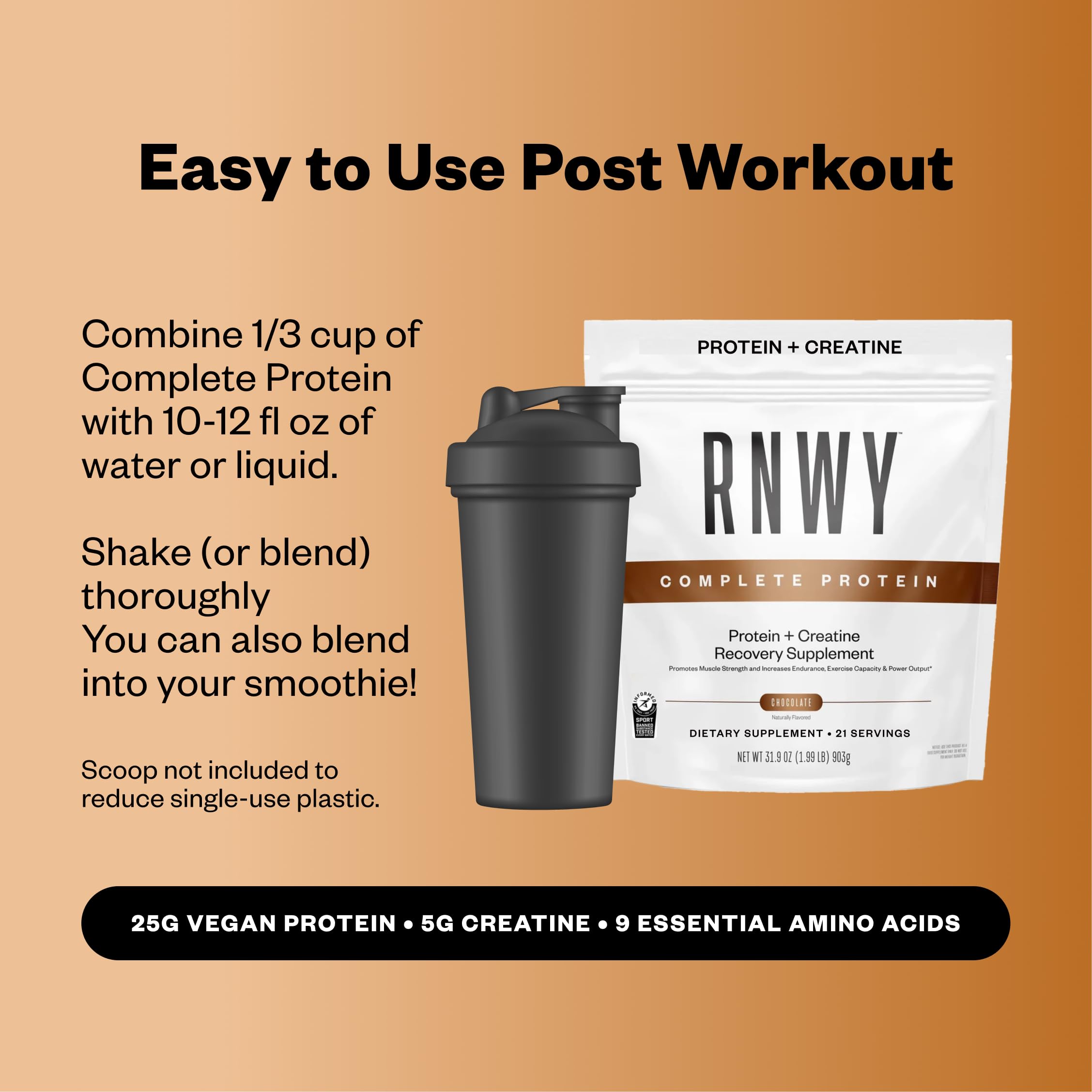 RNWY Complete Protein: opción vegana y libre de lácteos y gluten.