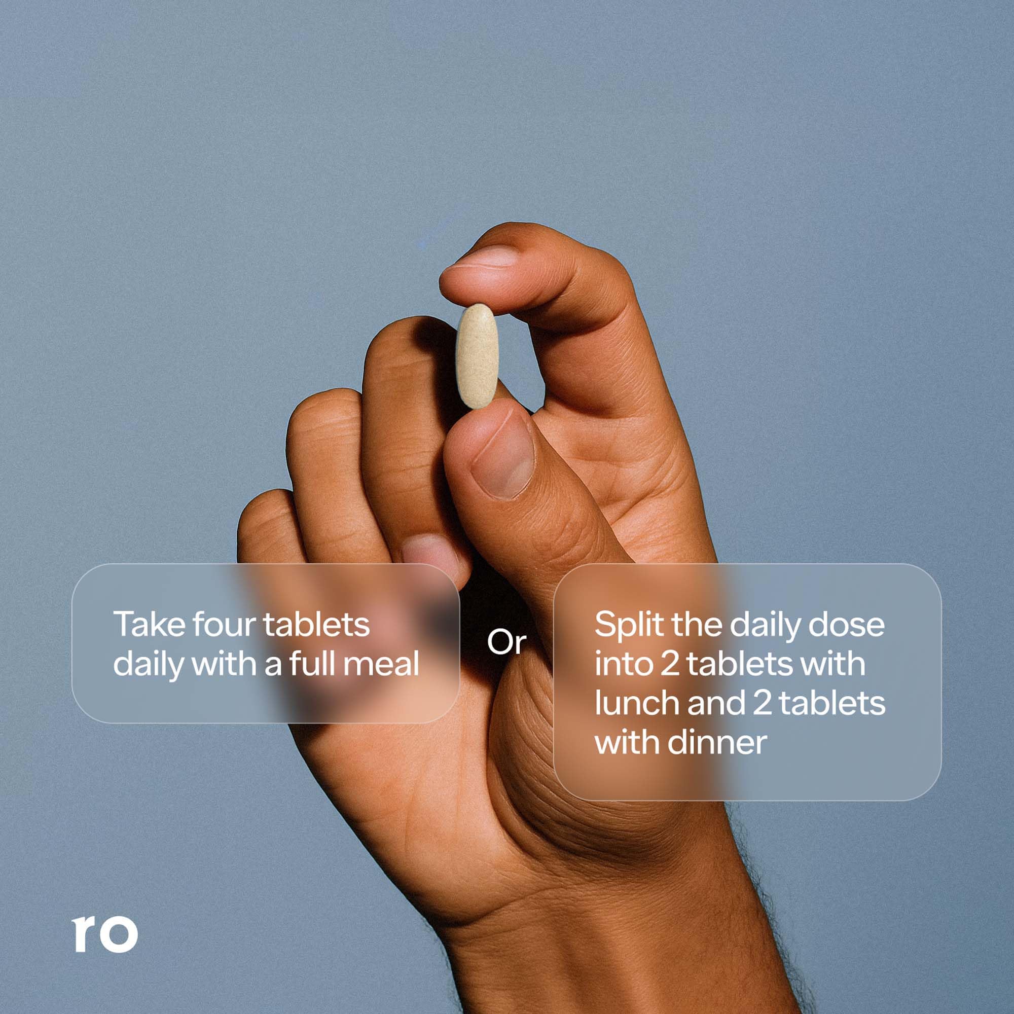 Ro Testosterone Support: caja del producto en estante con diseño claro.