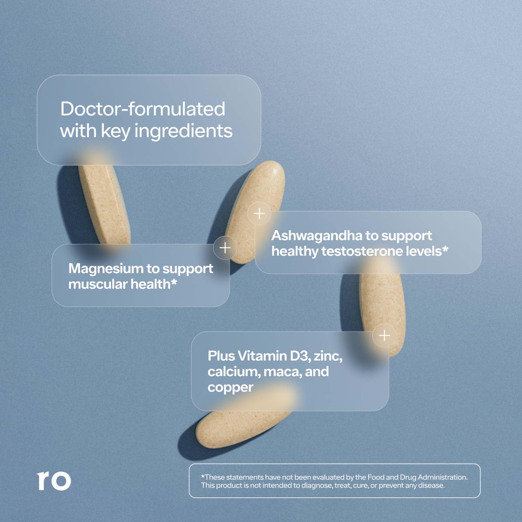 Ro Testosterone Support: magnesio para salud muscular y recuperación.