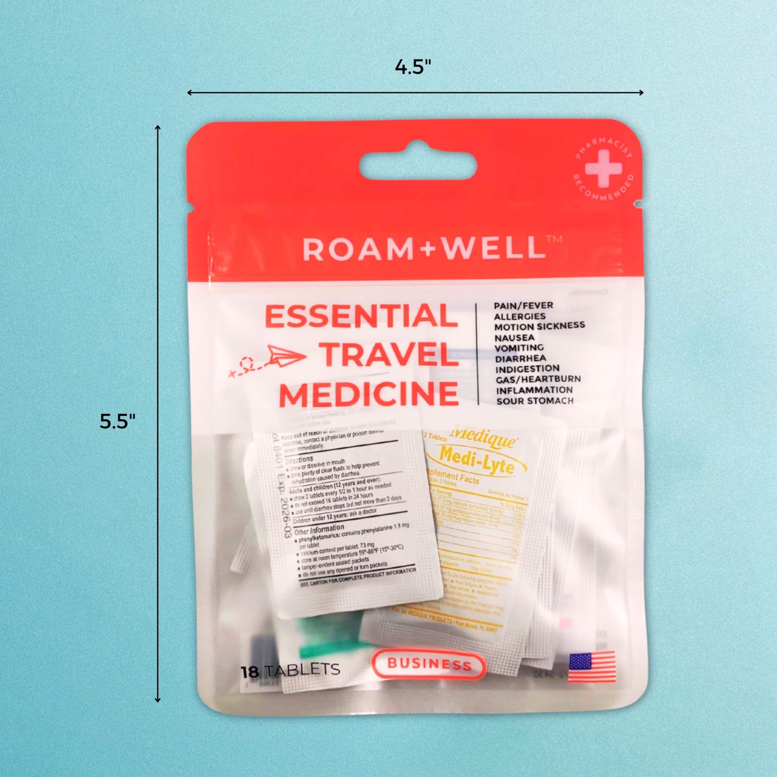 Roamwell empaque a prueba de niños para seguridad familiar.