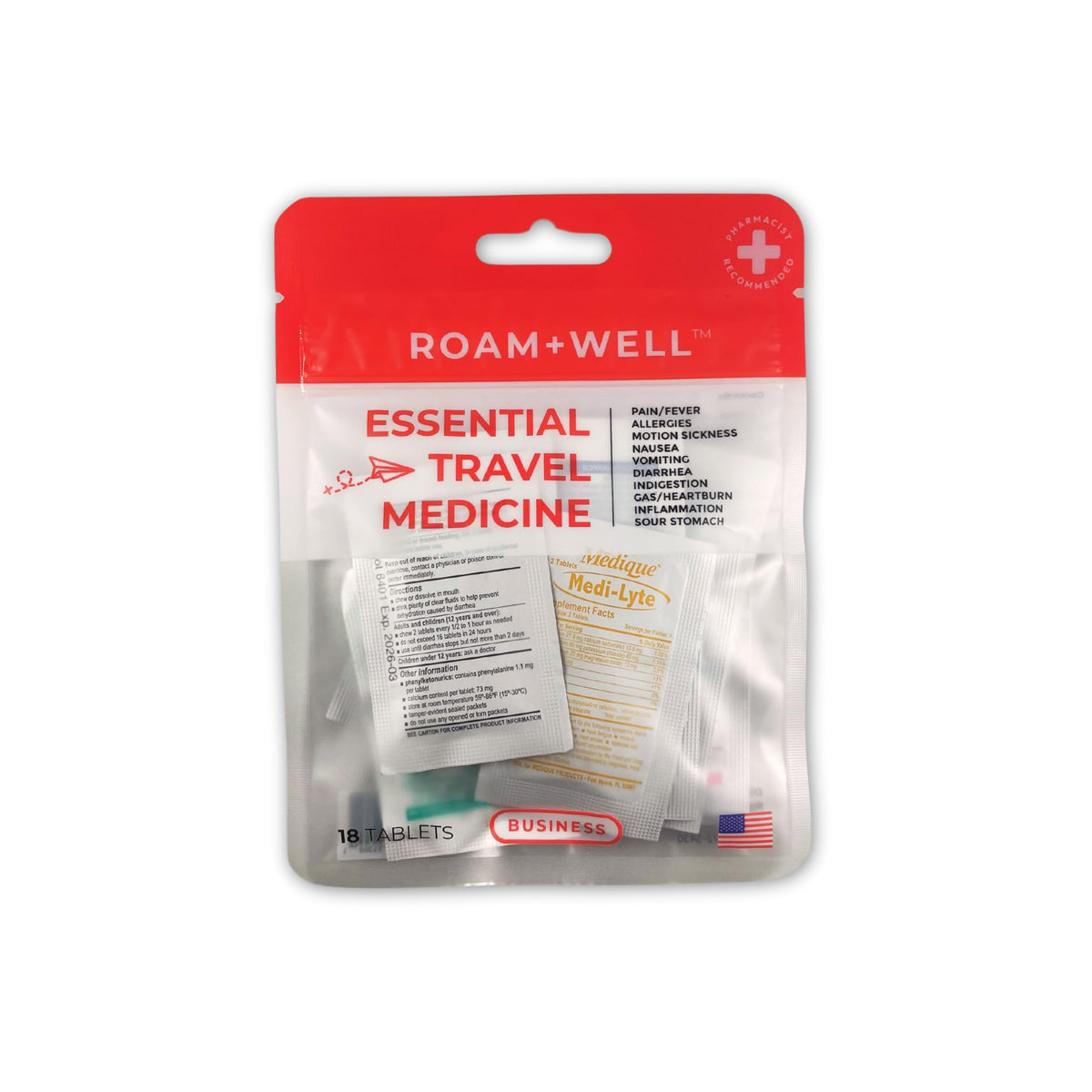 Roamwell kit de viaje esencial, diseño ultracompacto y fácil de llevar.