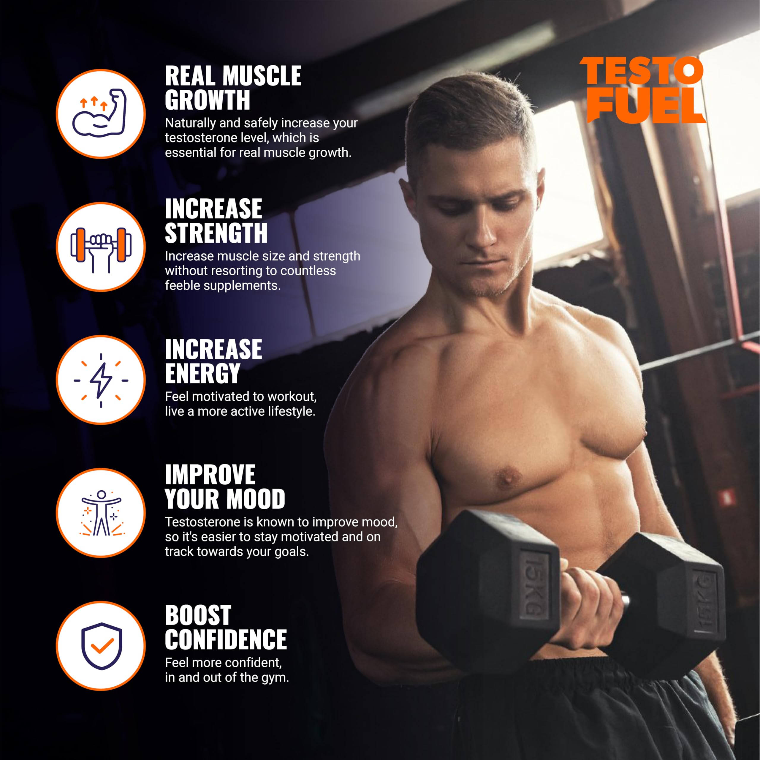 ROAR AMBITION TestoFuel: etiqueta nutricional visible para información clara.