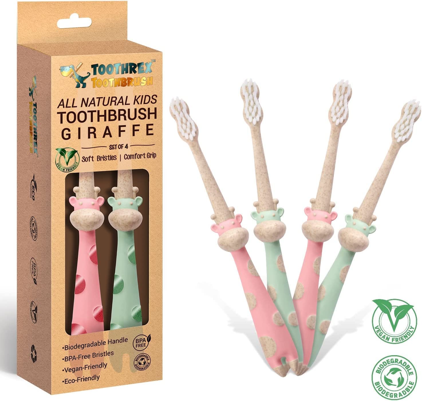 ROARex cepillo jirafa diseño mint rosado para atractivo visual