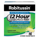 Robitussin Fuerza Máxima 12h en empaque: alivio prolongado de tos y moco.