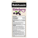 Instrucciones de Robitussin Sauco en etiqueta para ingredientes y dosis.
