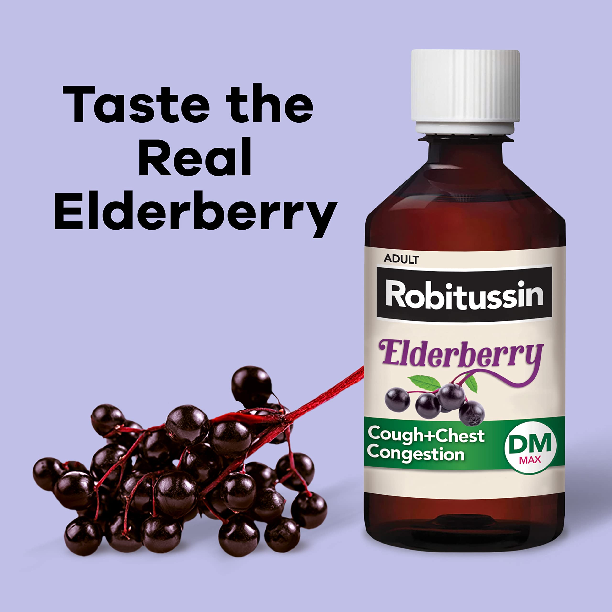 Frasco de Robitussin Sauco para diluir mucosidad y aliviar congestión.