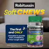 Sin necesidad de agua, Robitussin Soft Chews facilita consumo inmediato.