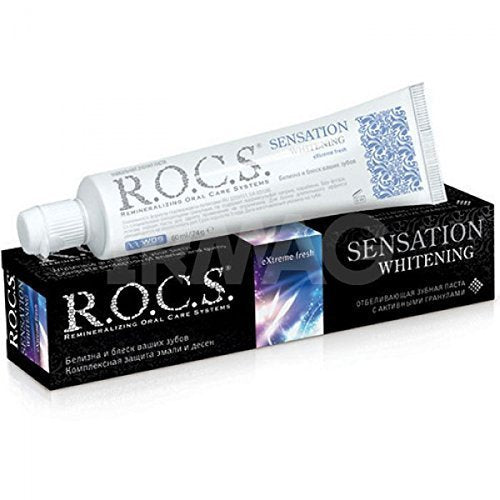 Pasta dental R.O.C.S Sensación Blanqueamiento, blanquea con gránulos y sin fluoruro