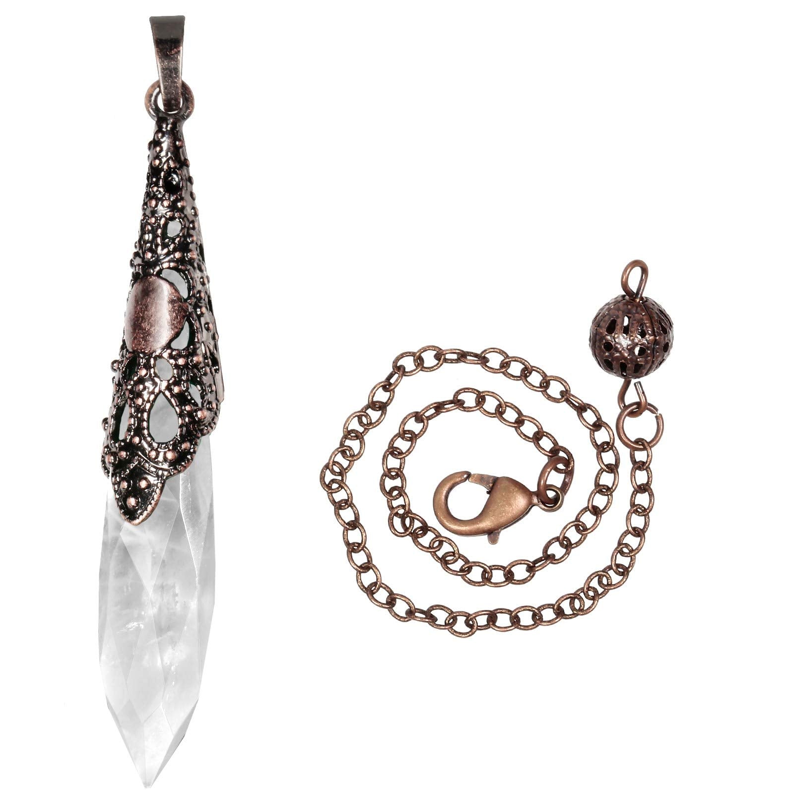 Rockcloud pendulo cristal roca natural con longitud total de 25 cm.