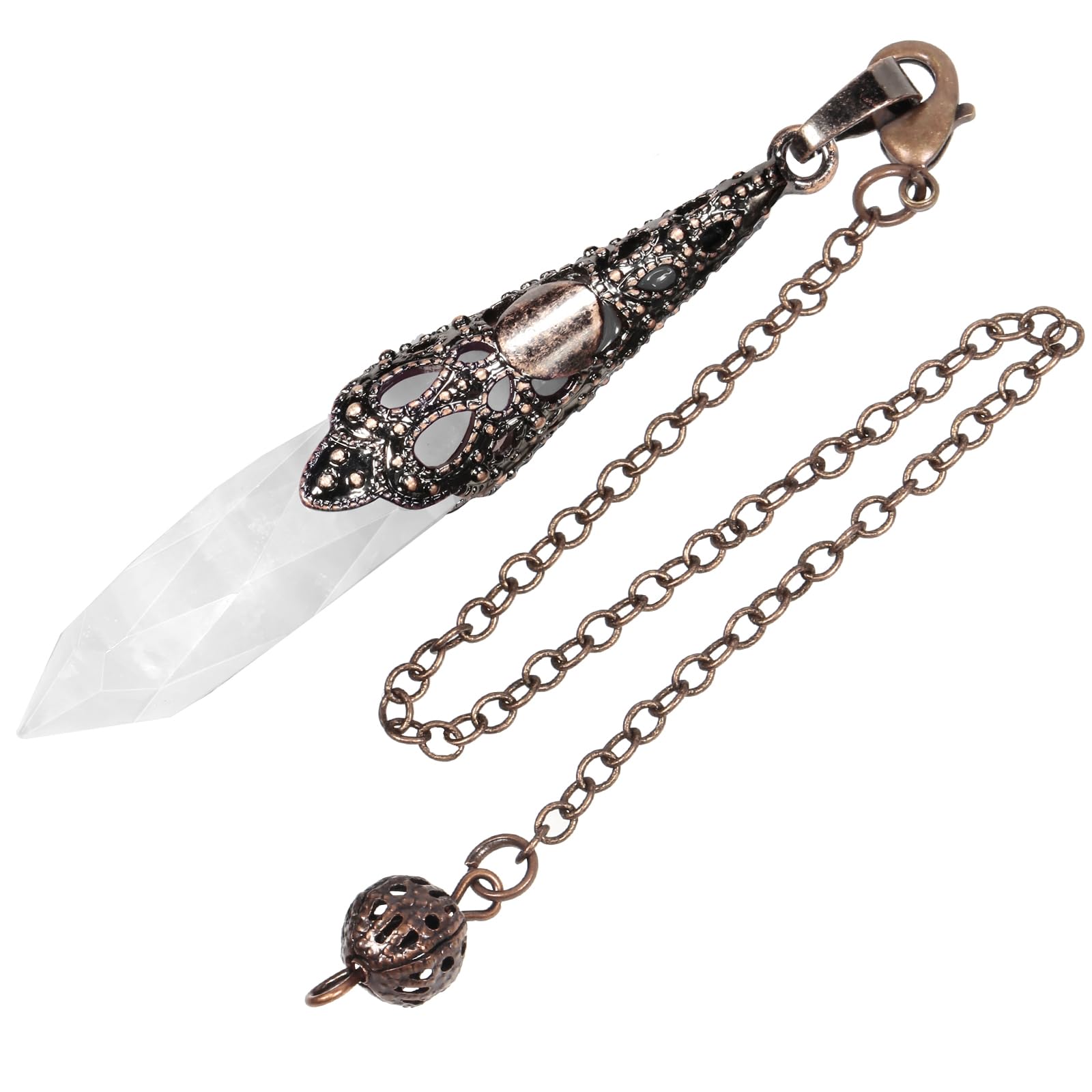 Rockcloud pendulo cristal roca natural para adivinación y equilibrio de chakras.
