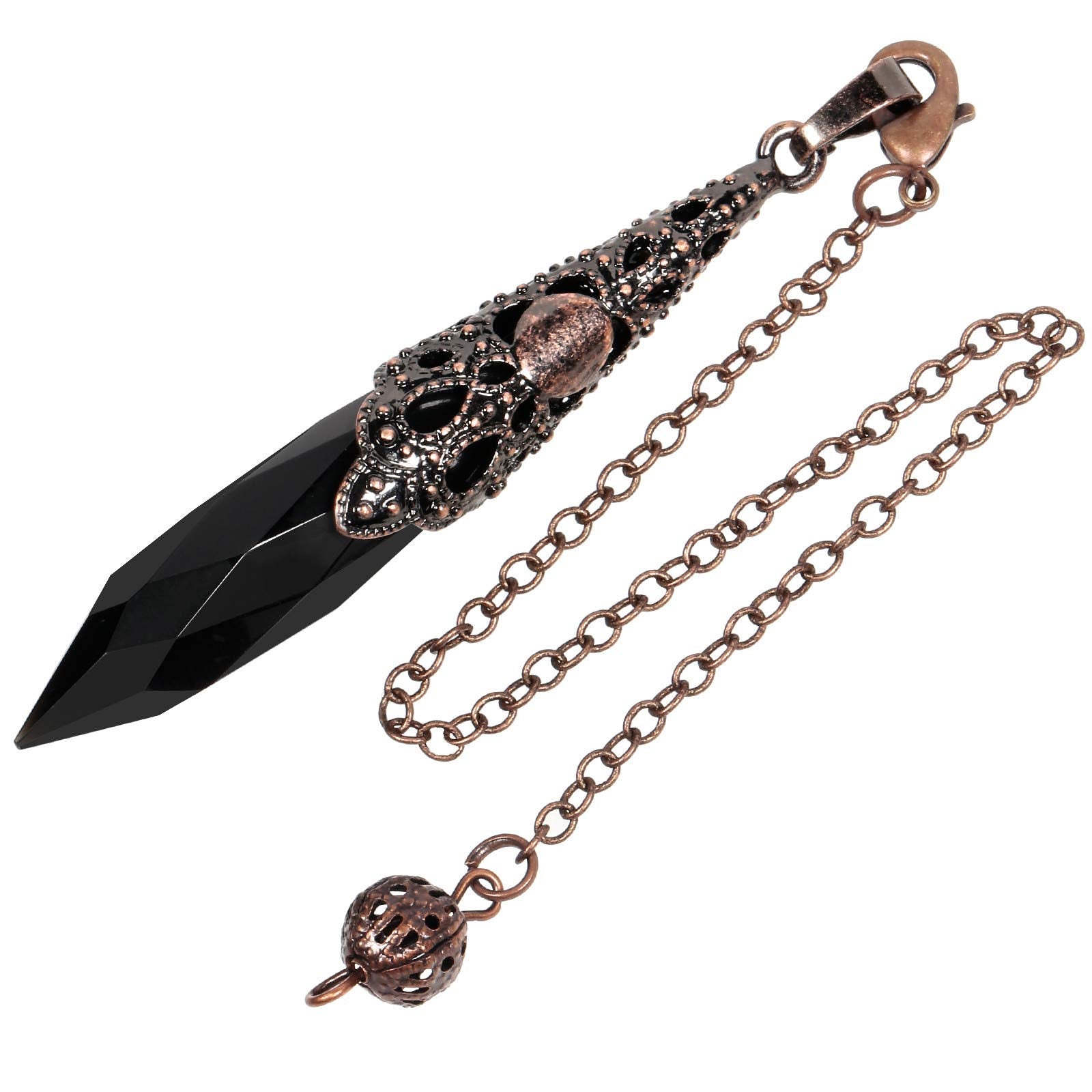 Rockcloud pendulo obsidiana negra con piedra de cristal para divinación