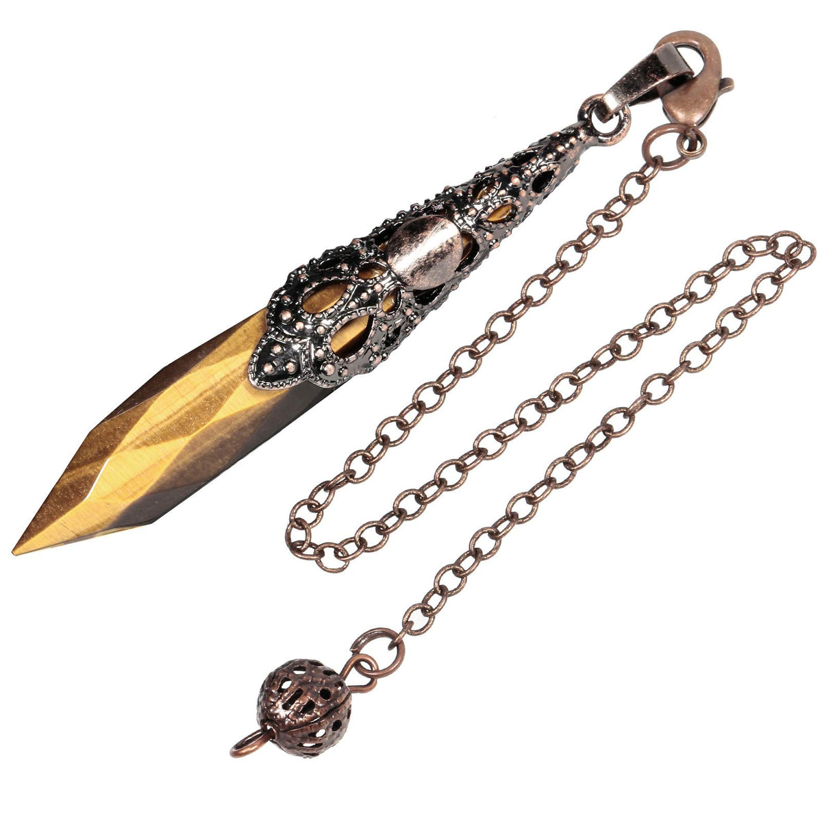 Rockcloud pendulo ojo de tigre cristal natural para divinacion y meditacion