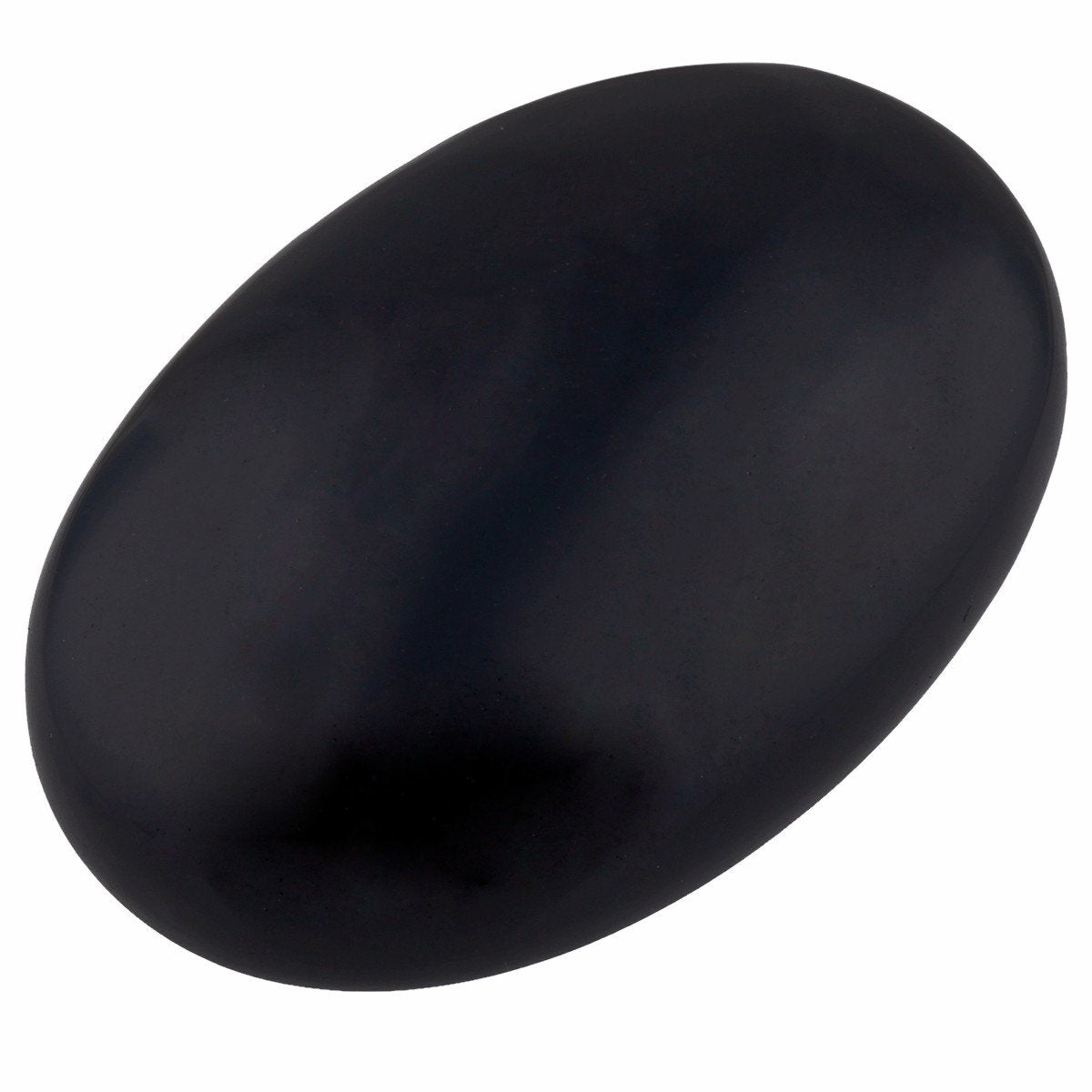 Rockcloud obsidiana negra oval en la mano para relajación y concentración