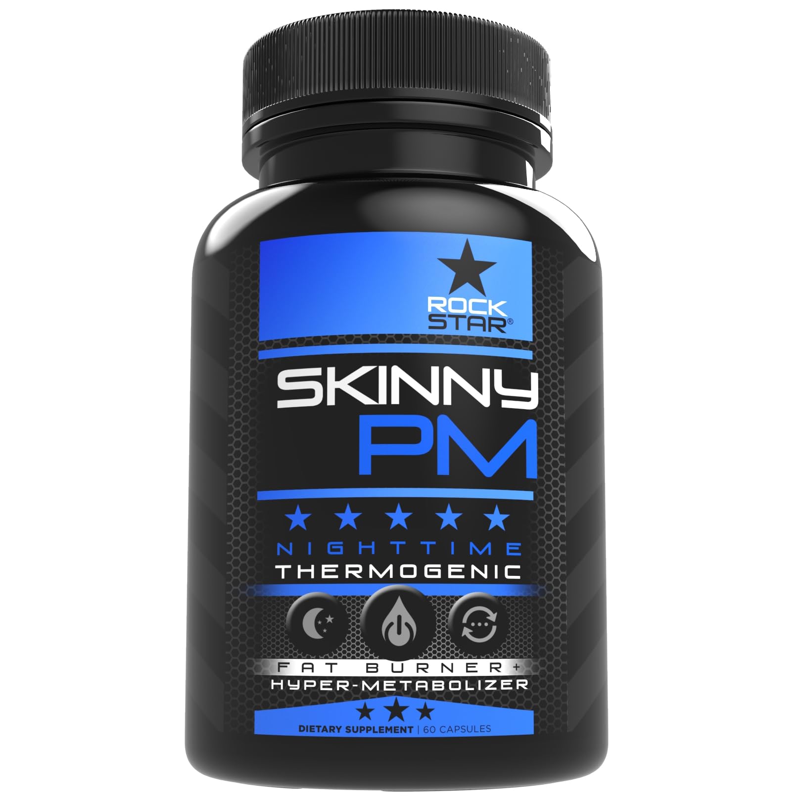 Rockstar Skinny PM: botella en dormitorio, posible apoyo al descanso nocturno y quema de grasa.