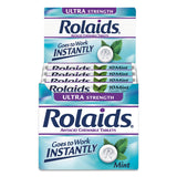 Rolaids tabletas masticables de menta, detalle para uso portátil y conveniente.