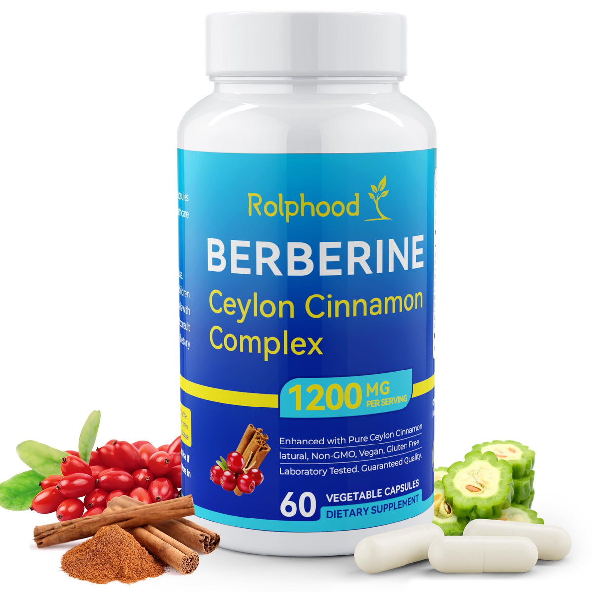 Rolphood Berberina con canela Ceilán, cápsulas para apoyo digestivo diario