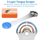 ROMALOVE cepillo de lengua silicona suave, detalle de cerdas finas para uso delicado.